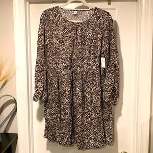 Waist-Defined Printed Smocked Mini Dress